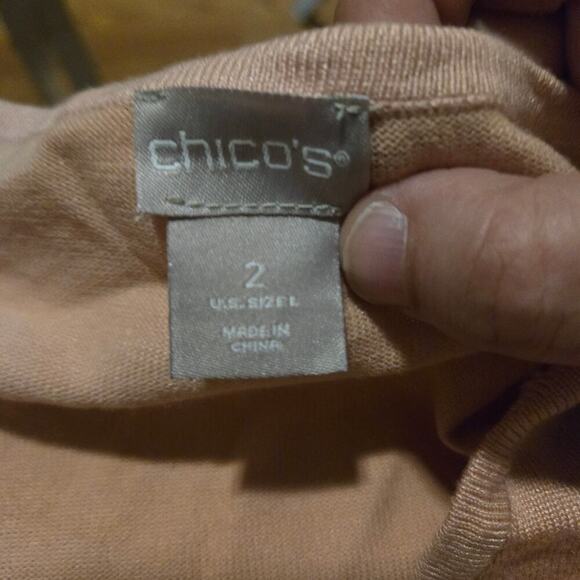 Chicos top womens size large pink button sleeve pullover blouse lightweight - Picture 9 of 9